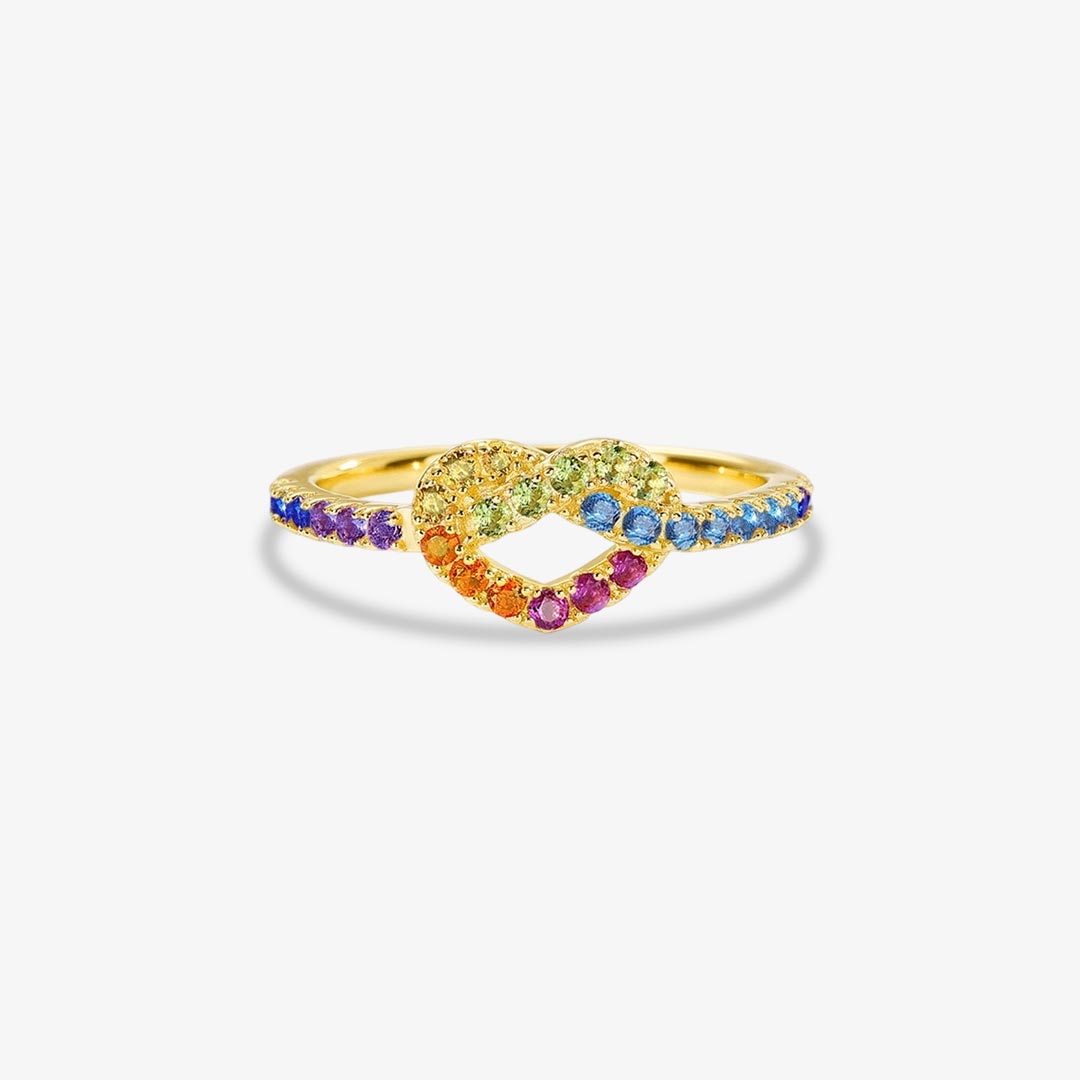 Autism Awareness-Colorful Heart Knot Ring