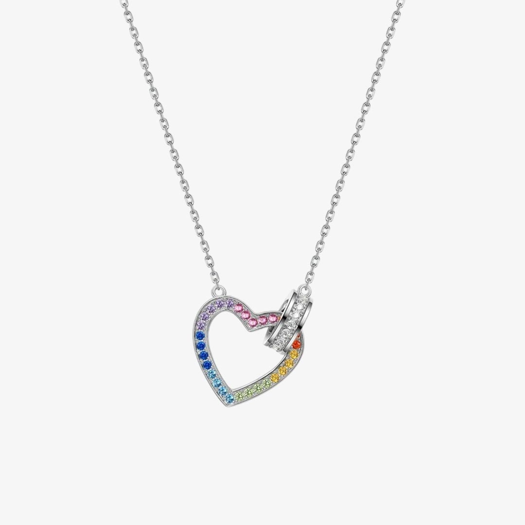 Autism Awareness-Colorful Heart-Link Circle Necklace
