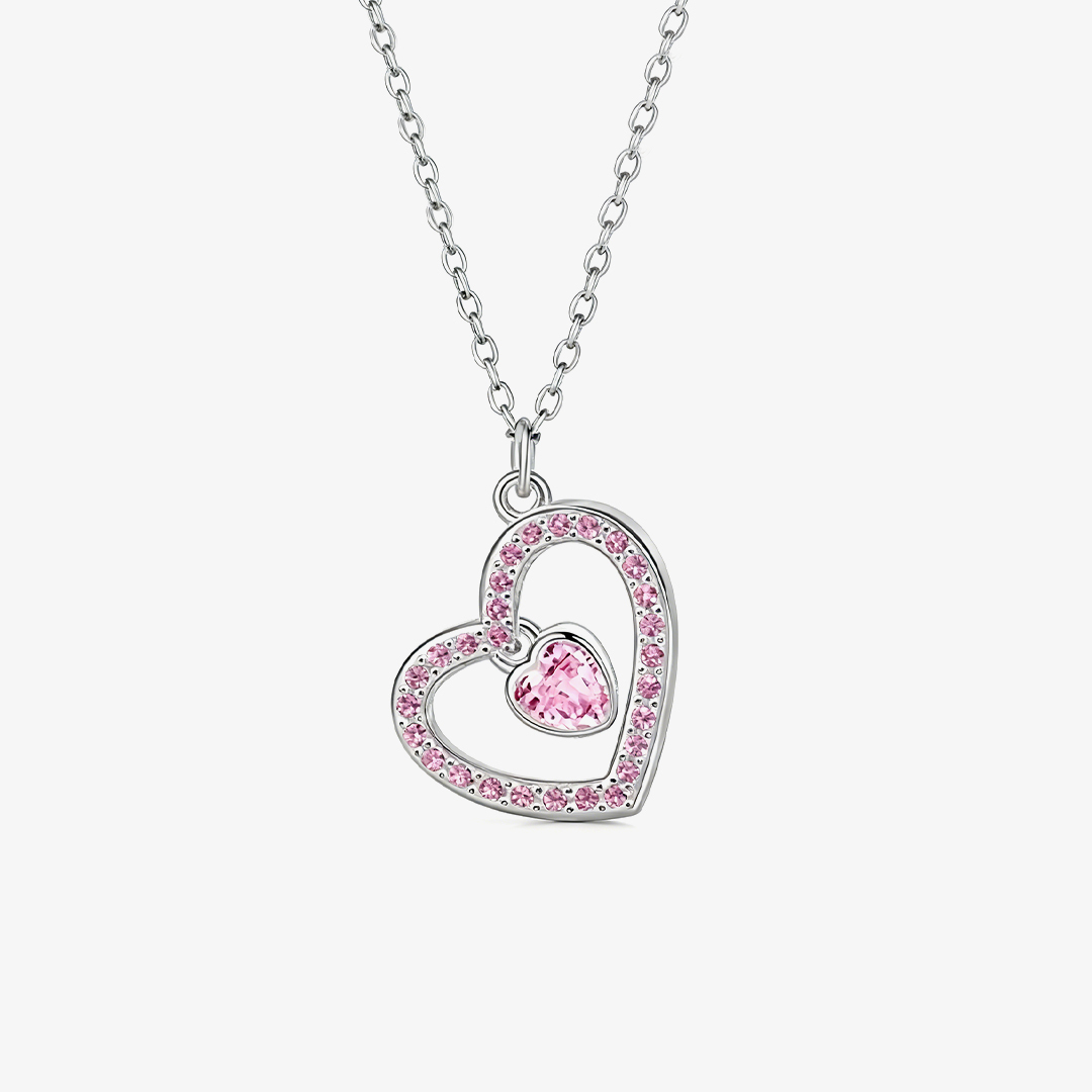 Breast Cancer Awareness-Pink Diamond Heart Necklace