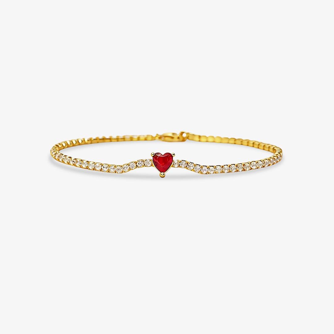 Heart Health Awareness-Red Heart Tennis Bracelet