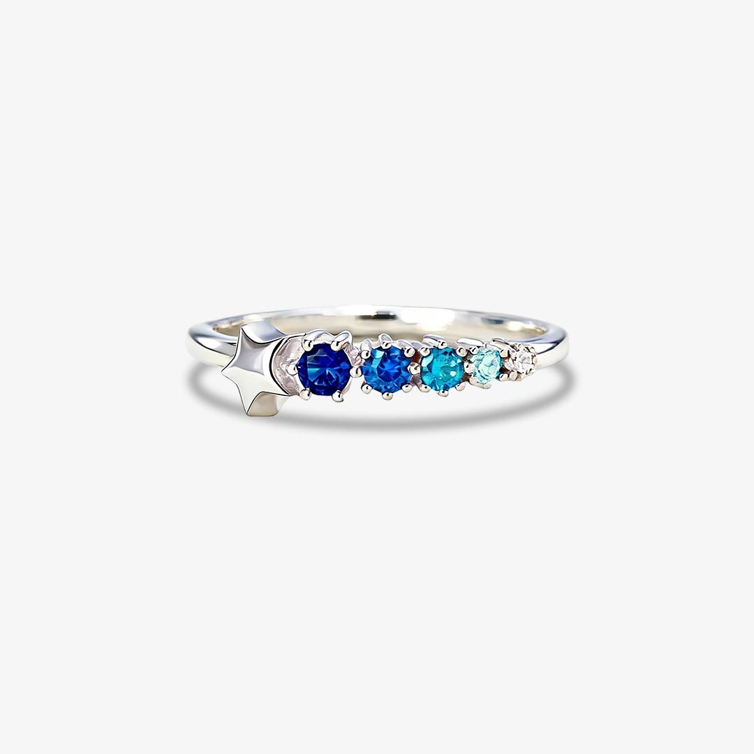Colorectal Cancer Awareness-Gradient Blue Star Ring