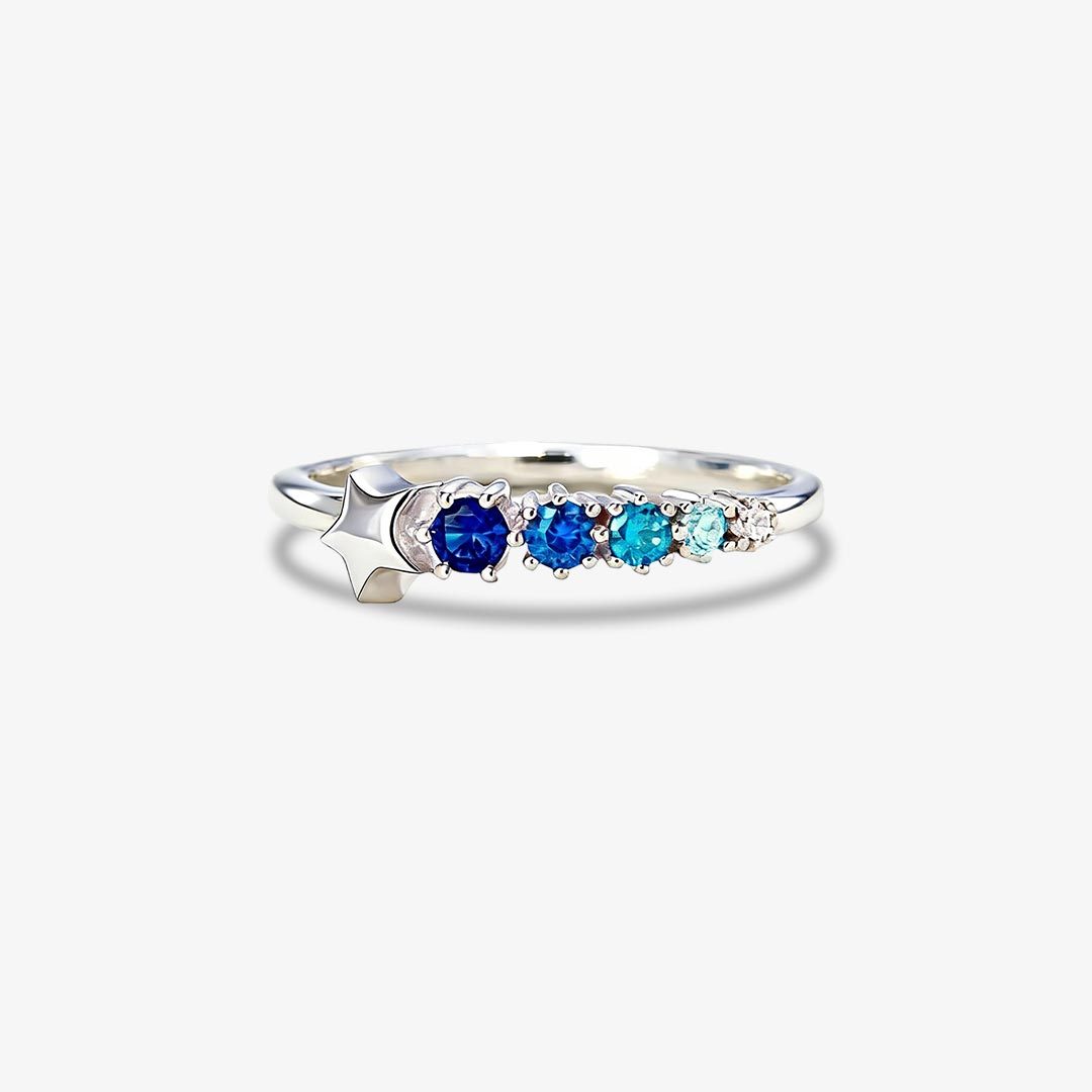 Colorectal Cancer Awareness-Gradient Blue Star Ring – InspiringJewel