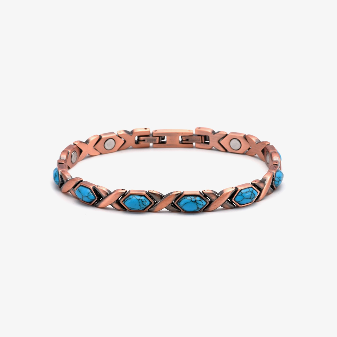 Colorectal Cancer Awareness-Blue Turquoise Copper Bracelet