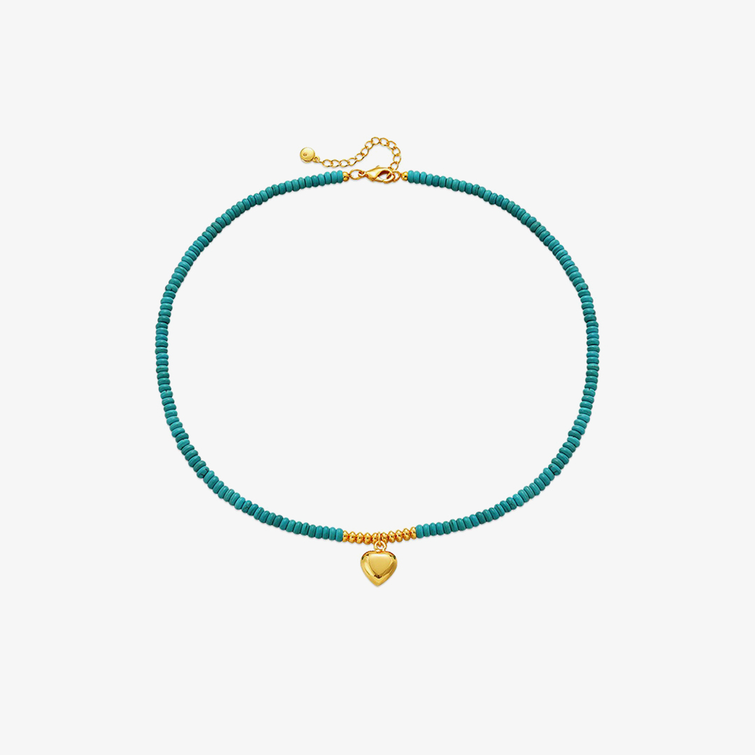 To My Granddaughter-Always keep me in your heart Turquoise Heart Neckl