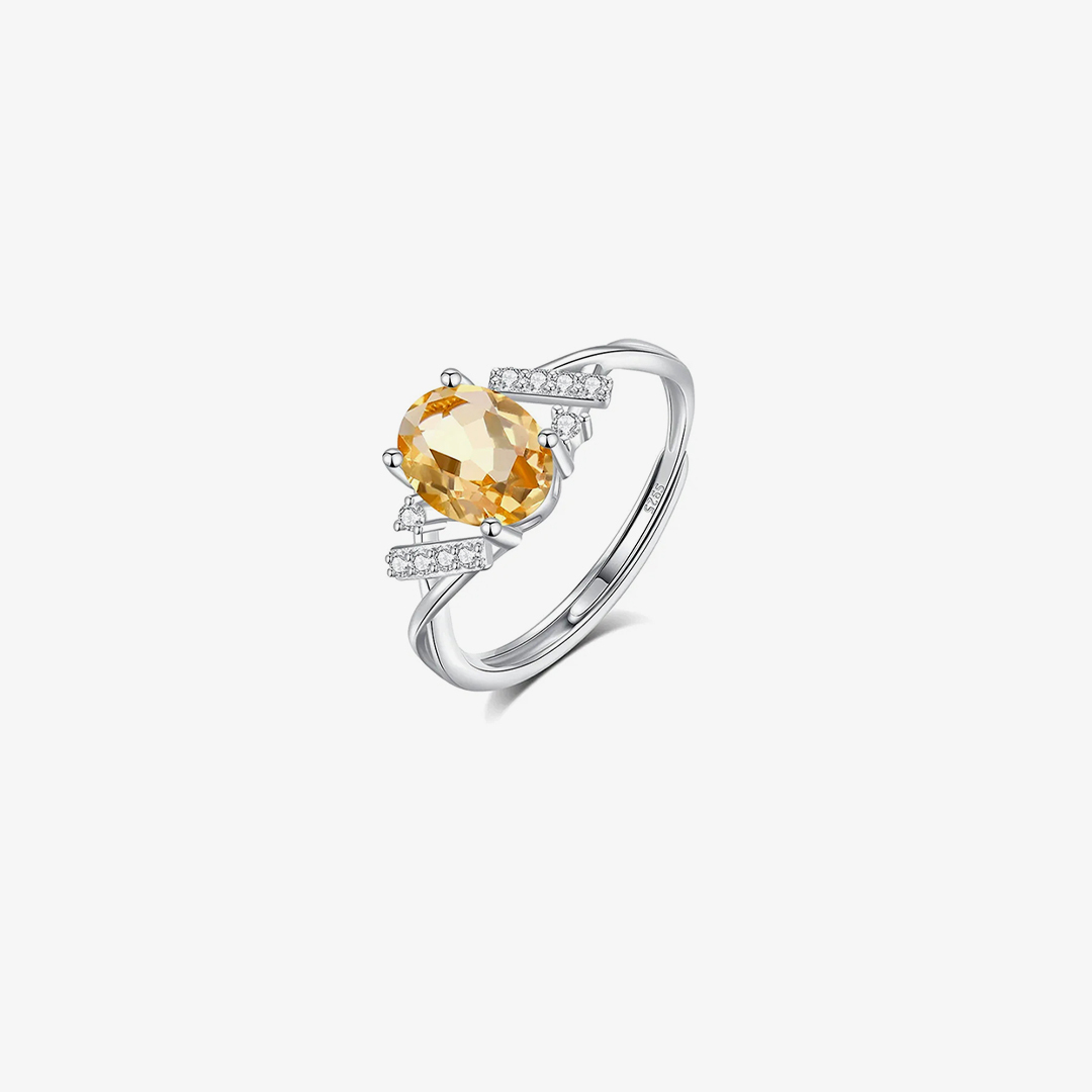 Endometriosis Awareness-Parallel Citrine Adjustable Ring