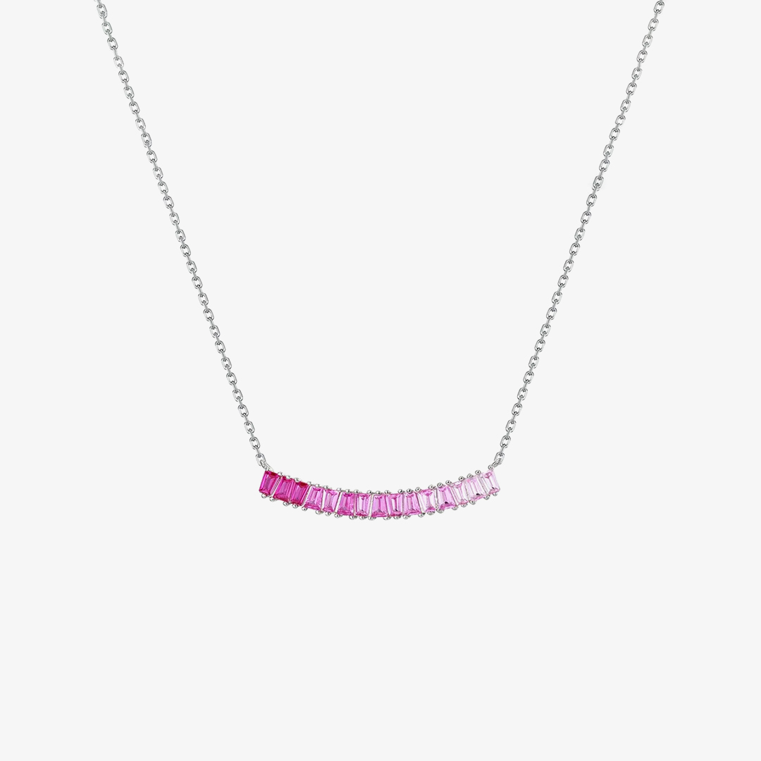 Breast Cancer Awareness-Pink Gradient Smiley Necklace
