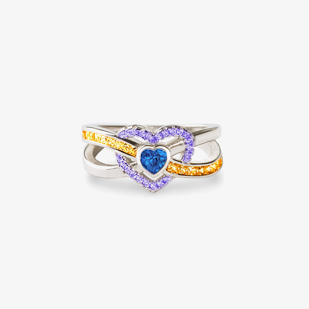 Bladder Cancer Awareness-Purple Yellow Blue Infinity Heart Ring