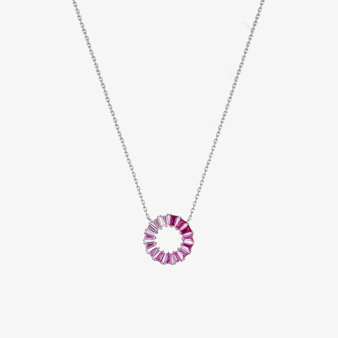 Breast Cancer Awareness-Pink Gradient Circle Necklace