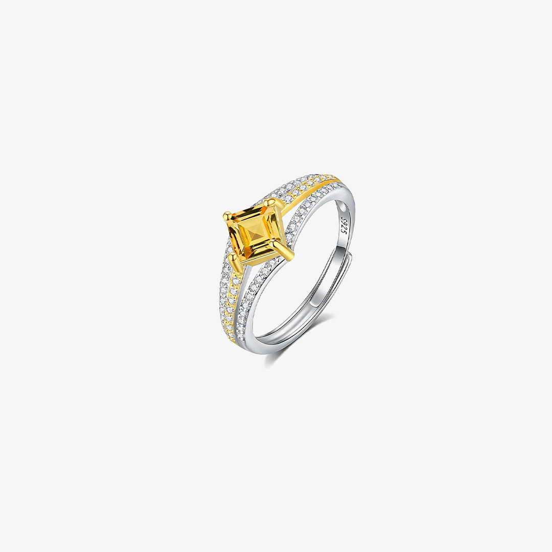 Endometriosis Awareness-Multi Layer Yellow Diamond Open Ring