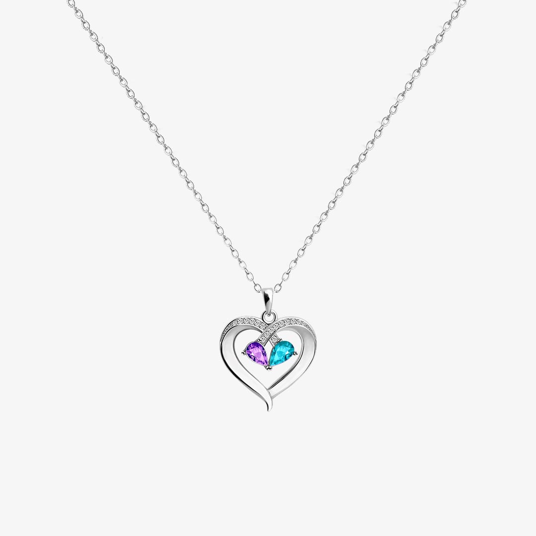 Suicide Prevention Awarness-Purple Blue Diamond Heart Necklace