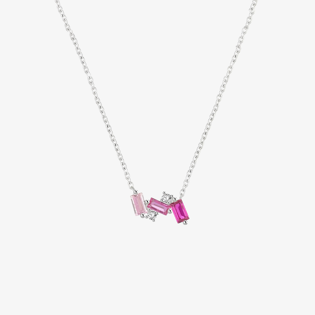 Breast Cancer Awareness-Pink Crushed Diamond Necklace