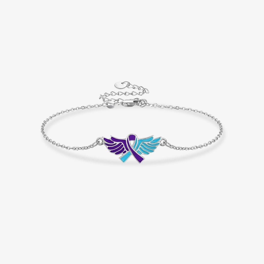 Suicide Prevention Awareness-Blue Purple Wing Ribbon Bracelet