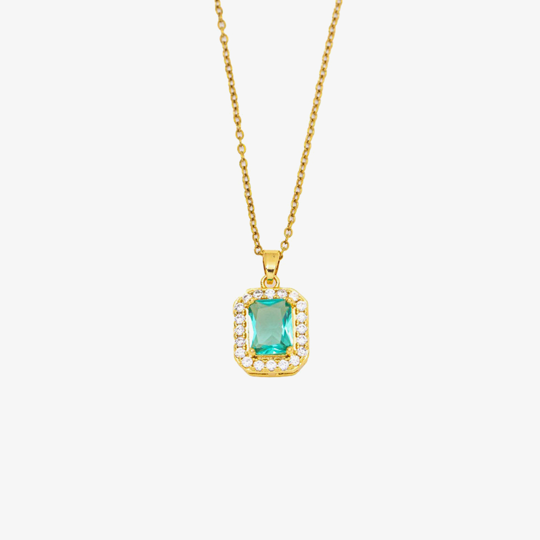 Green Square Cut Diamond Necklace