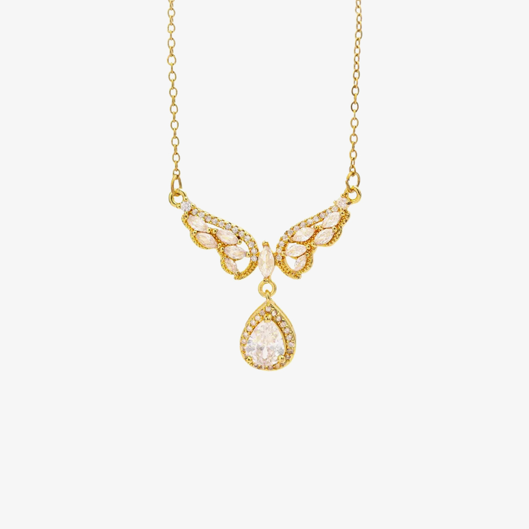 Wing Teardrop Pendant Necklace