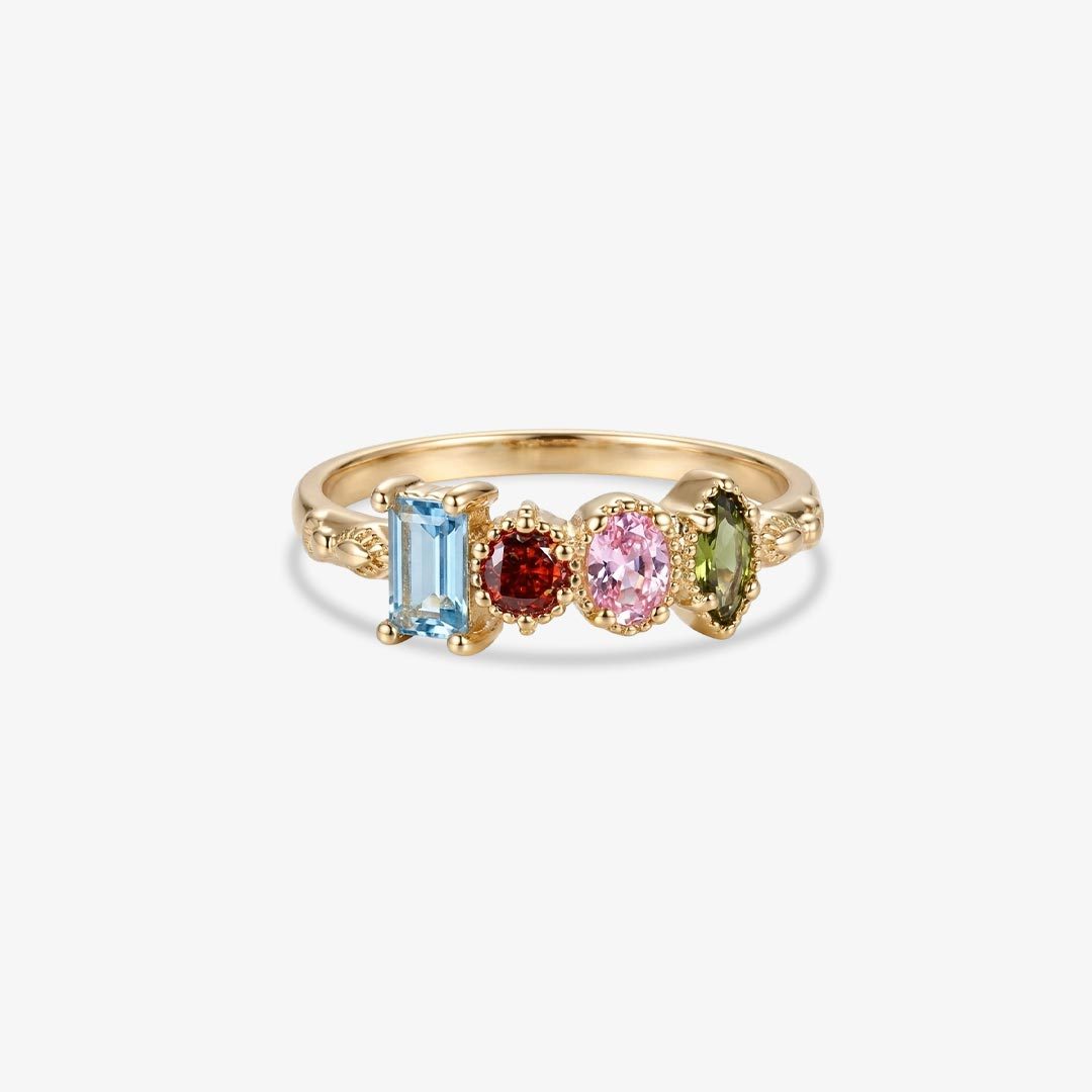 Irregular Birthstone Mother's Ring