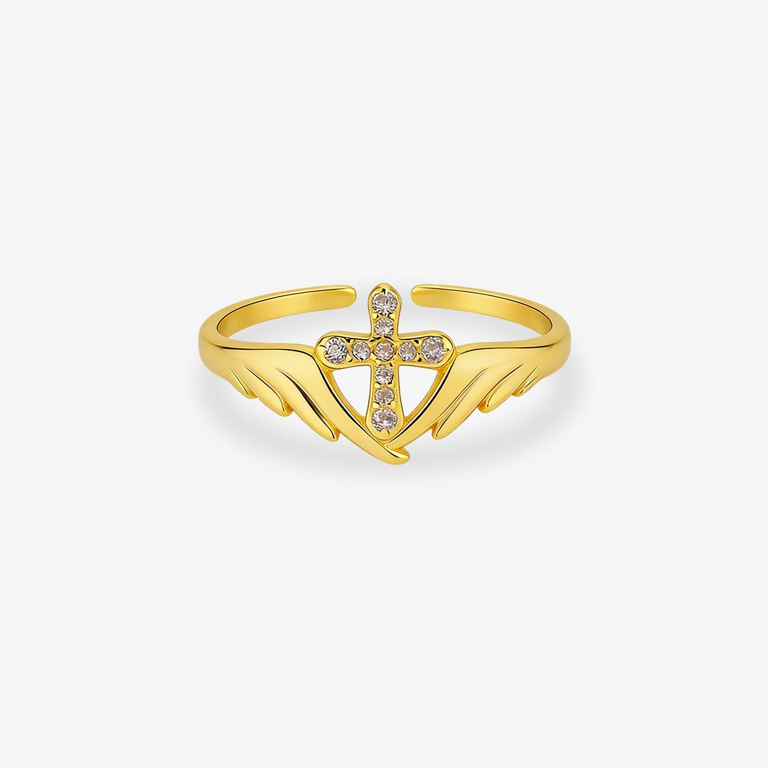 For Memorial-Open Cross Wing Slim Ring