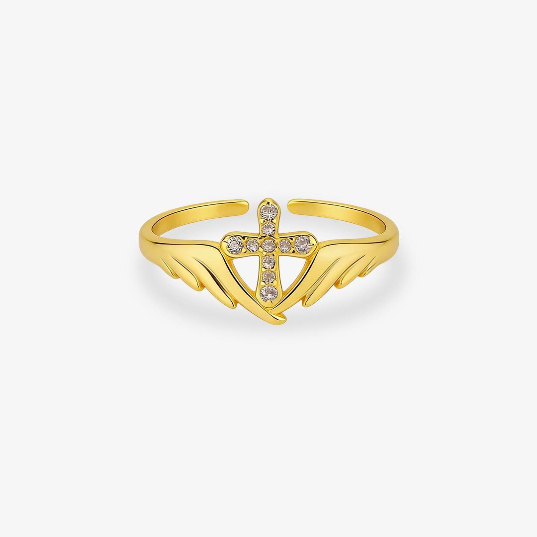 For Memorial-Open Cross Wing Slim Ring