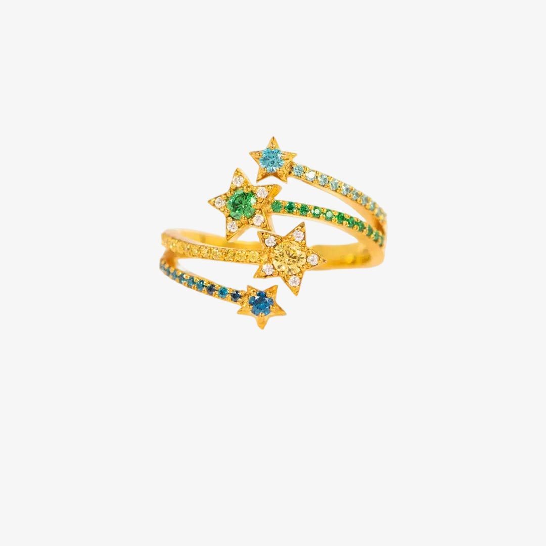 Autism Awareness-Open Four Star Pavé Ring