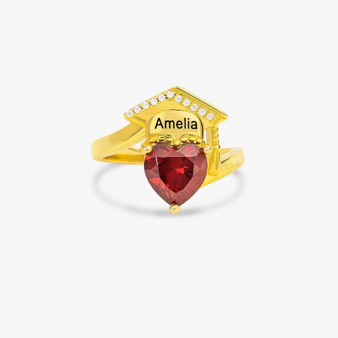 Graduation Rings Hat Graduation Cap Birthstone Name Custom Ring – InspiringJewel