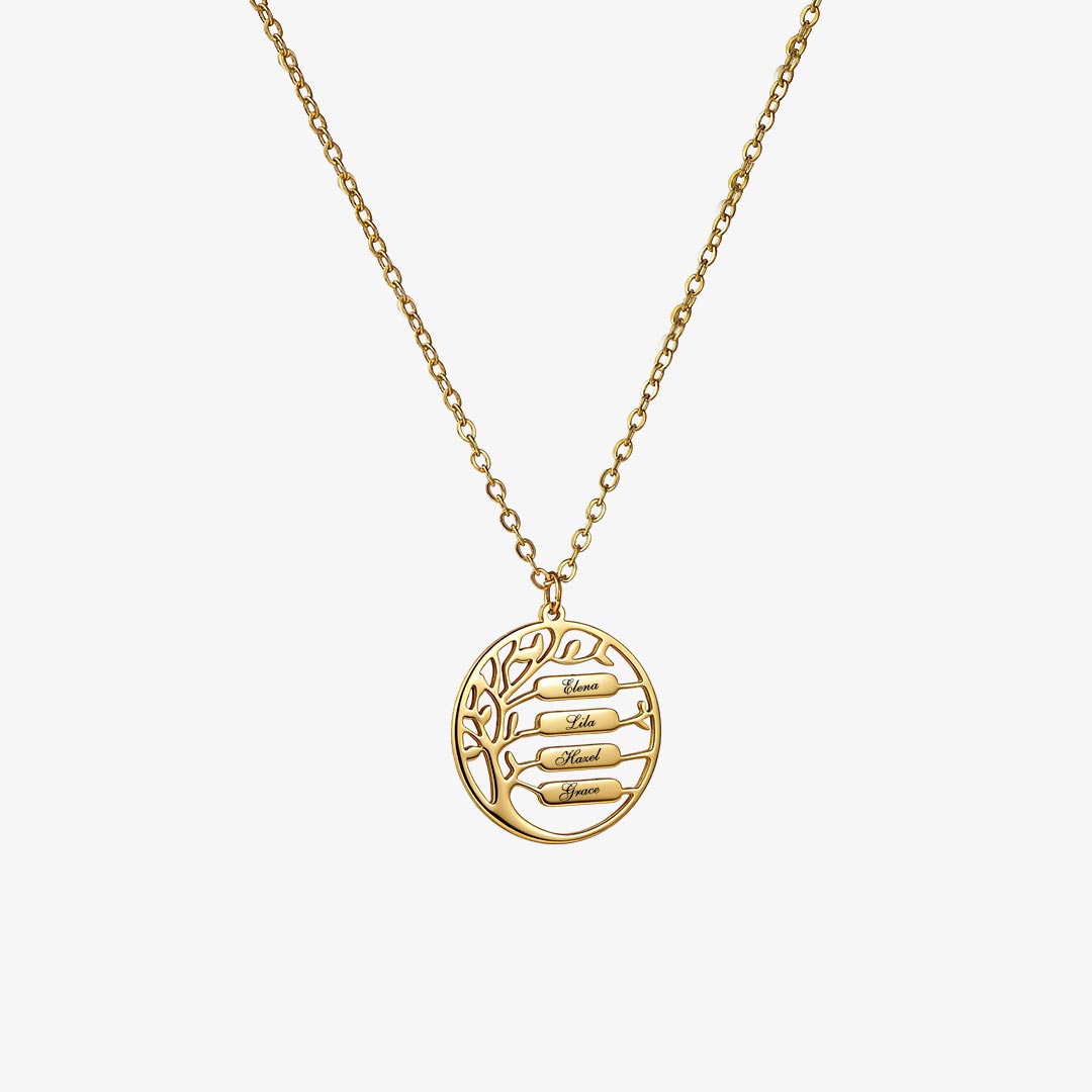 Tree of Life Horizontal Bar Name Custom Necklace
