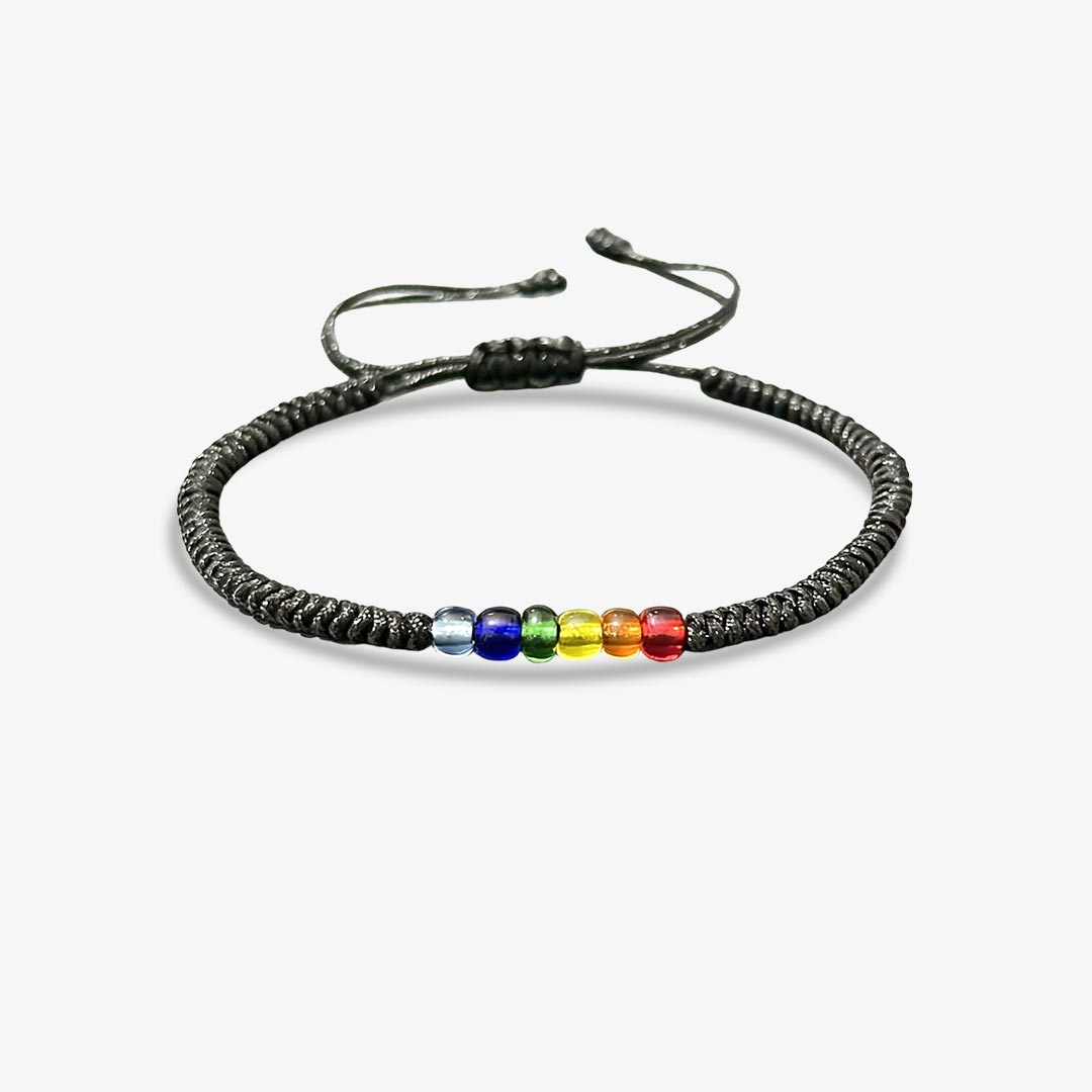 Autism Awareness-Rainbow Beaded Cord Bracelet
