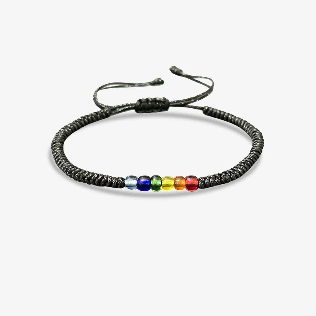 Autism Awareness-Rainbow Beaded Cord Bracelet