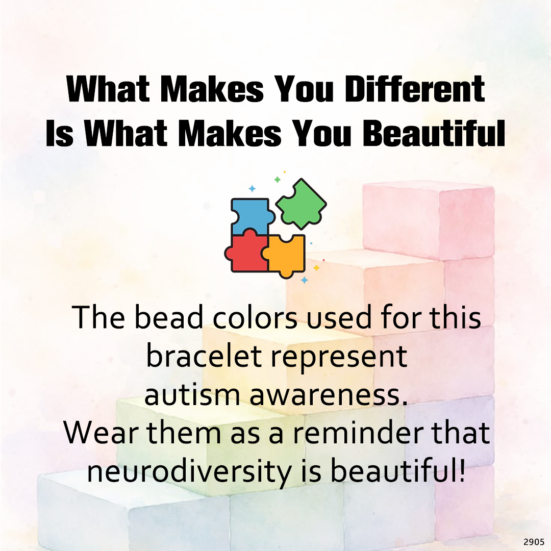 Autism Awareness-Rainbow Beaded Cord Bracelet