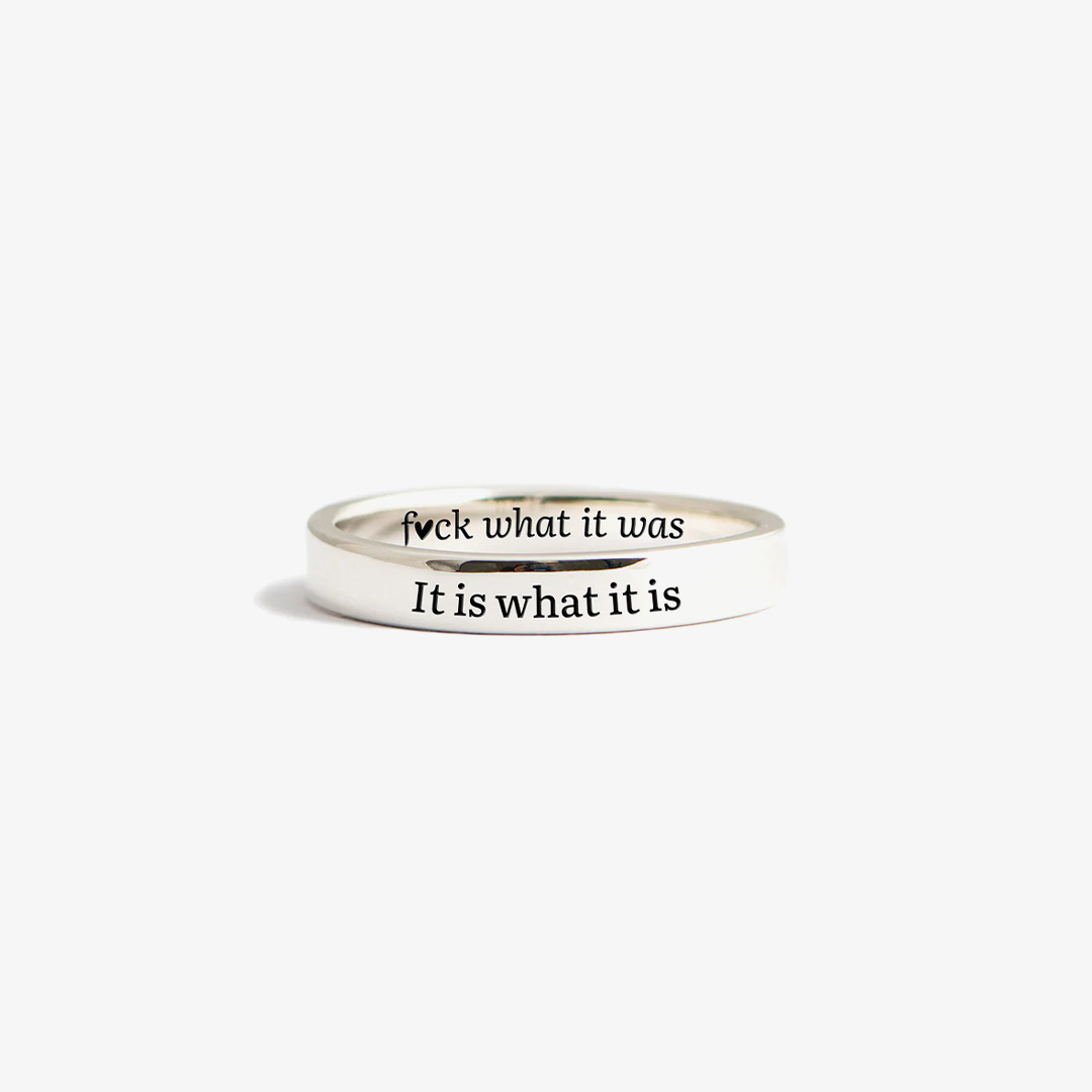 Fuck the Past Circle Engraved Ring
