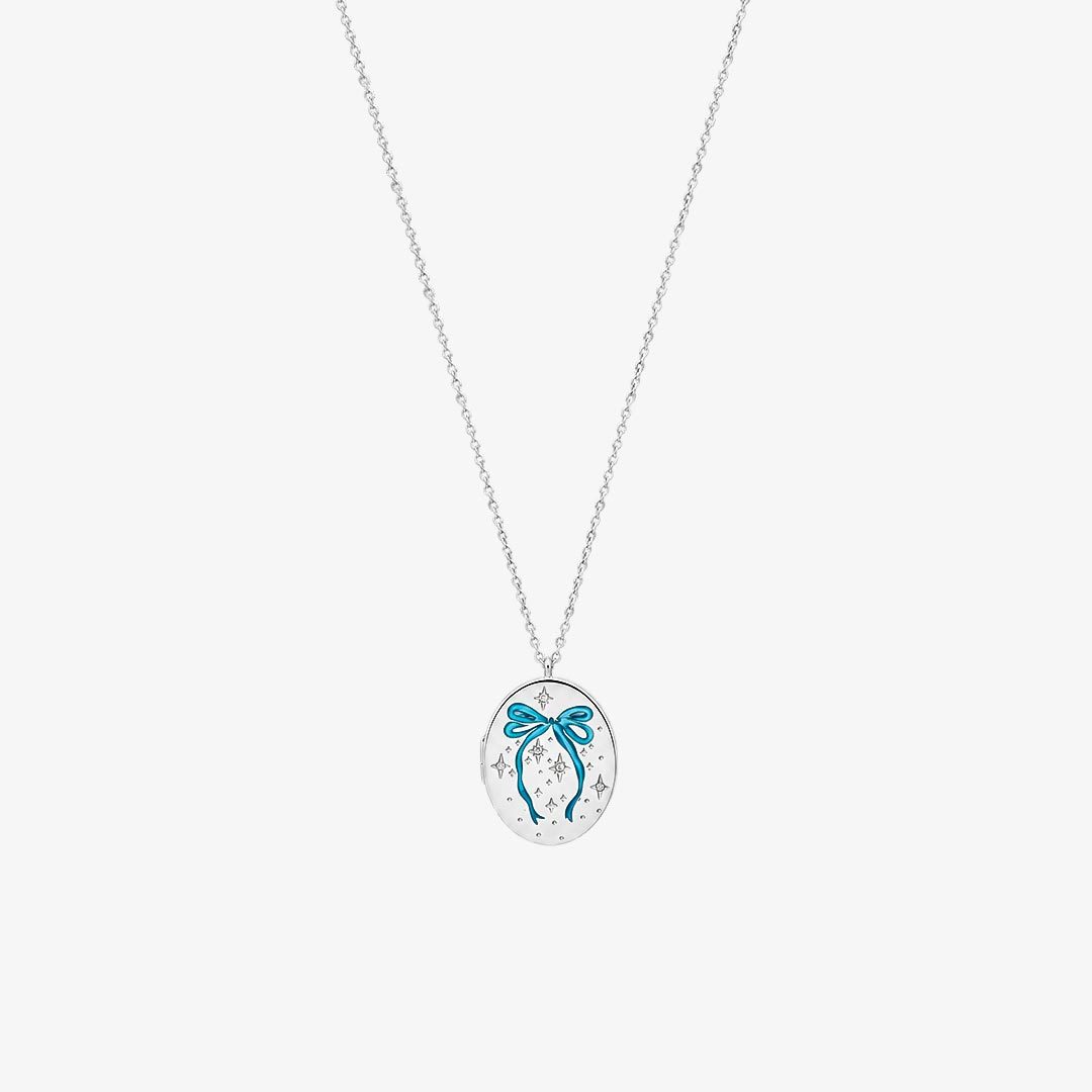 Autism Awareness-Blue Bow Round Pendant Necklace