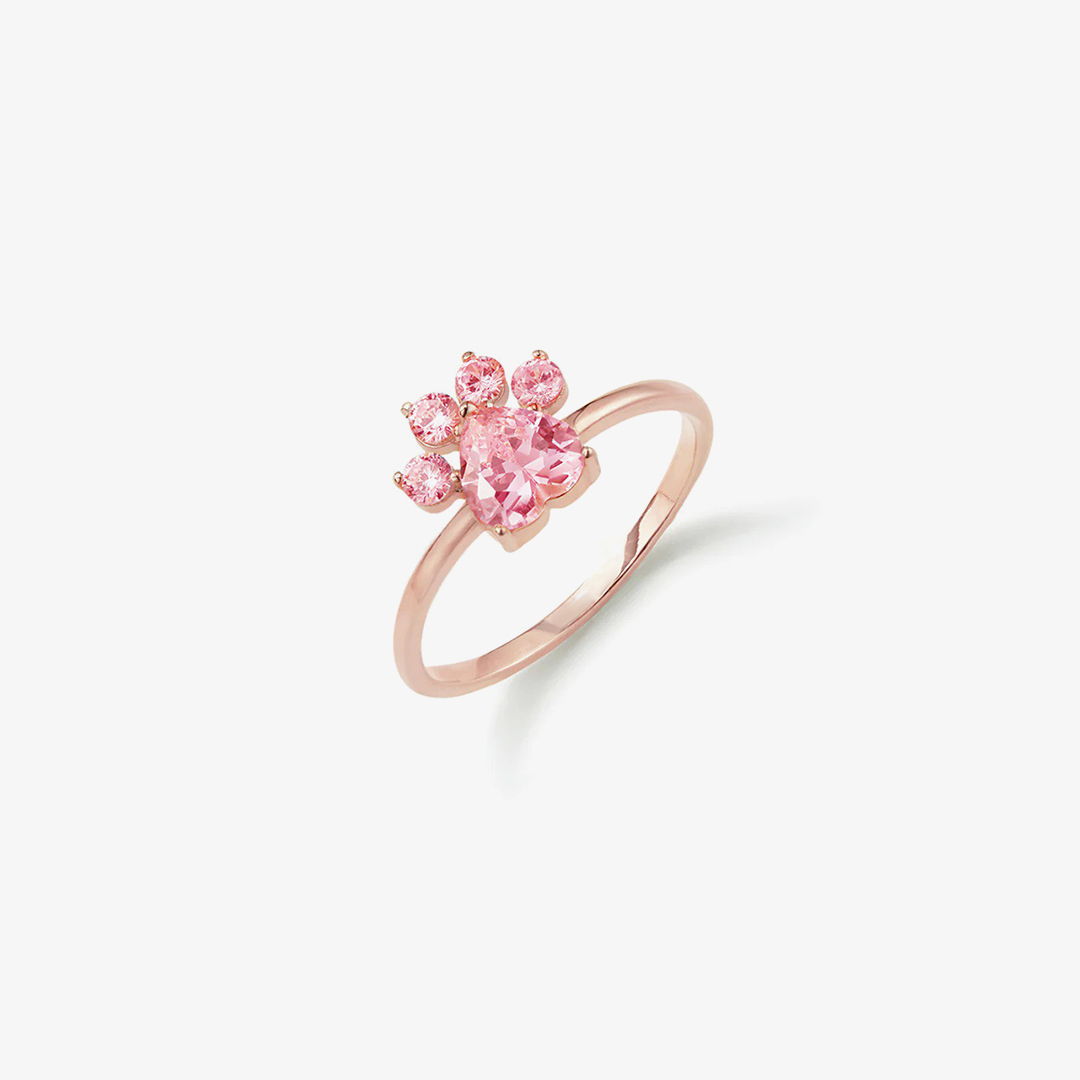 Full Diamond Paw Print Slim Ring