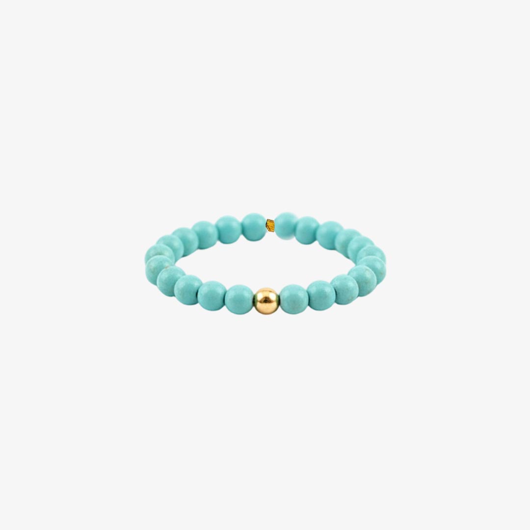 Ovarian Cancer Awareness-Turquoise Beaded Gold Ring