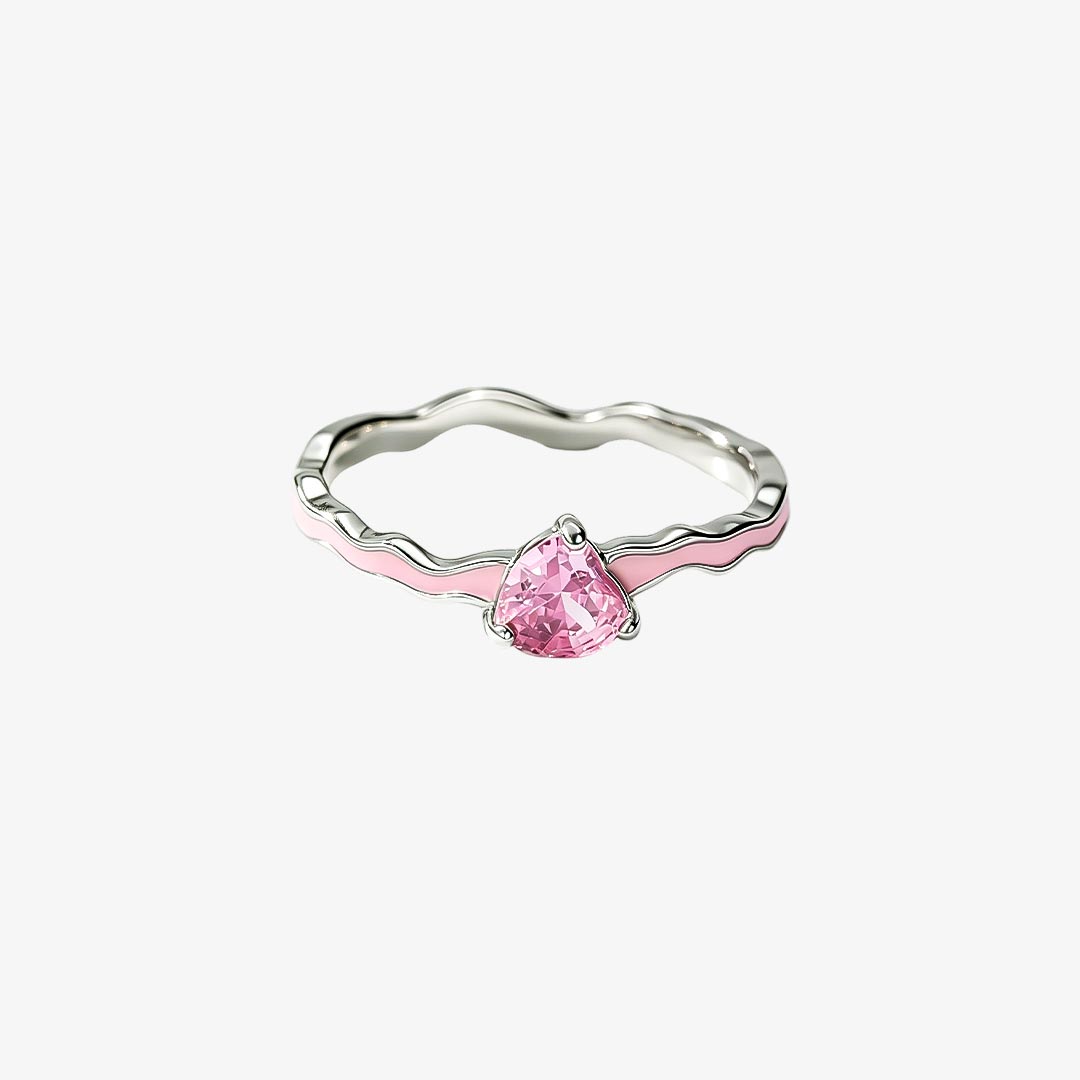 Breast Cancer Awareness-Pink Heart Enamel Ring