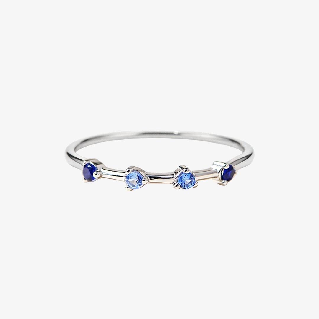 ALS Awareness-Four Gradient Blue Gemstone Ring