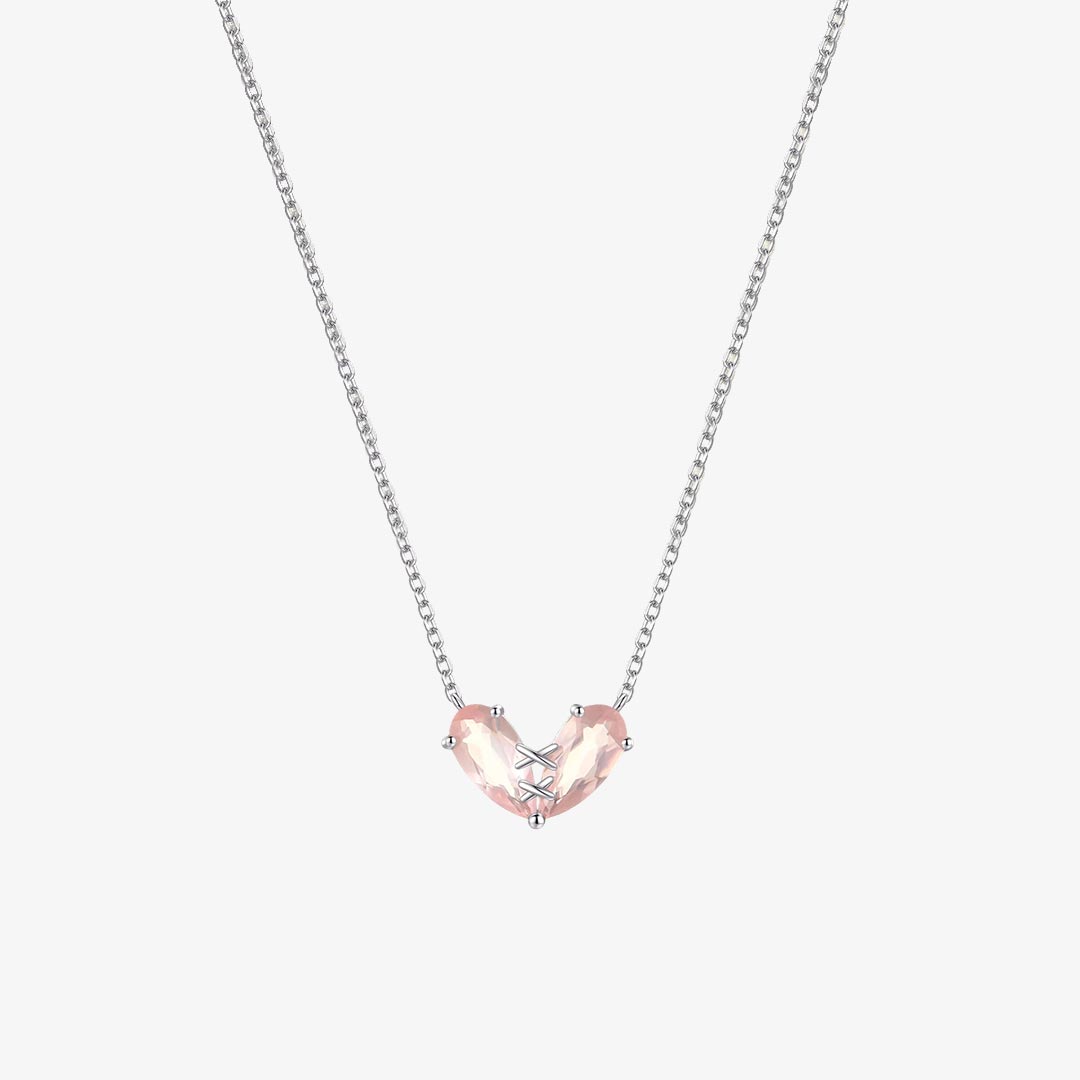 Breast Cancer Awareness-Patch Heart Pink Diamond Necklace