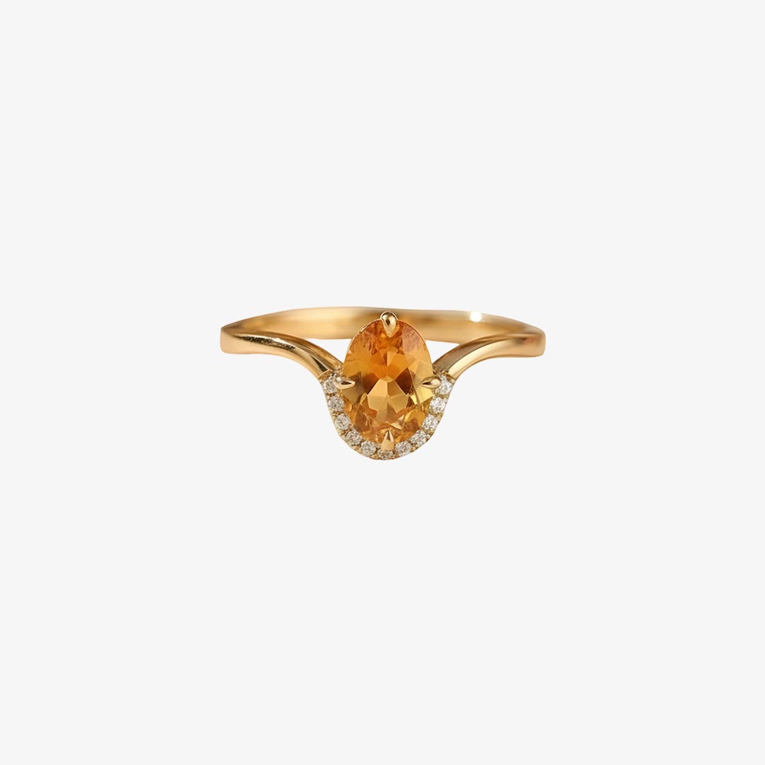 Multiple Sclerosis Awareness -Orange Half-Round Diamond Ring