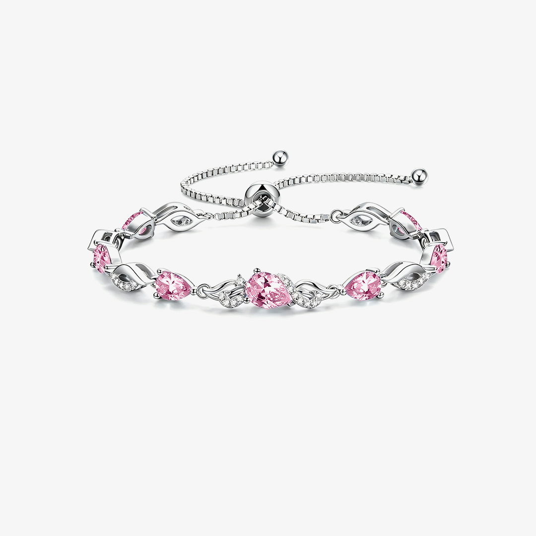 Breast Cancer Awareness-Pink Spaced Diamond Bracelet