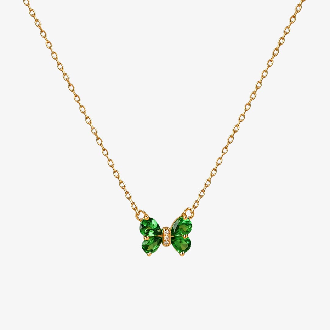 Mental Health Awareness-Green Diamond Butterfly Pendant Necklace