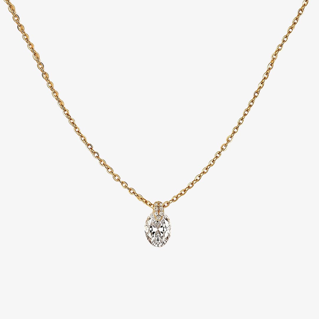 The "Never Alone" Oval Crystal Pendant Necklace