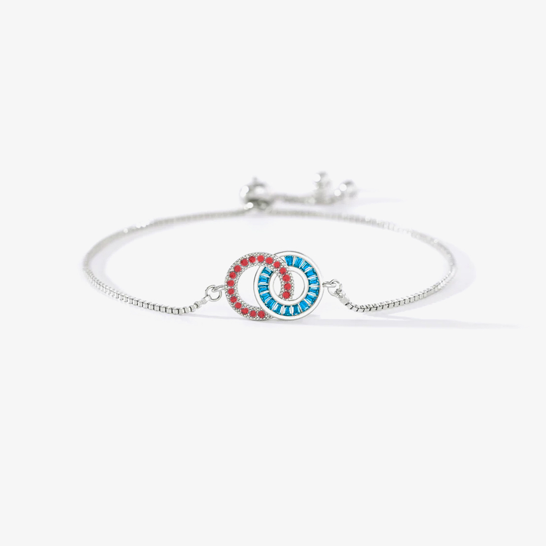 Red and Blue Birthstone Circle Bracelet