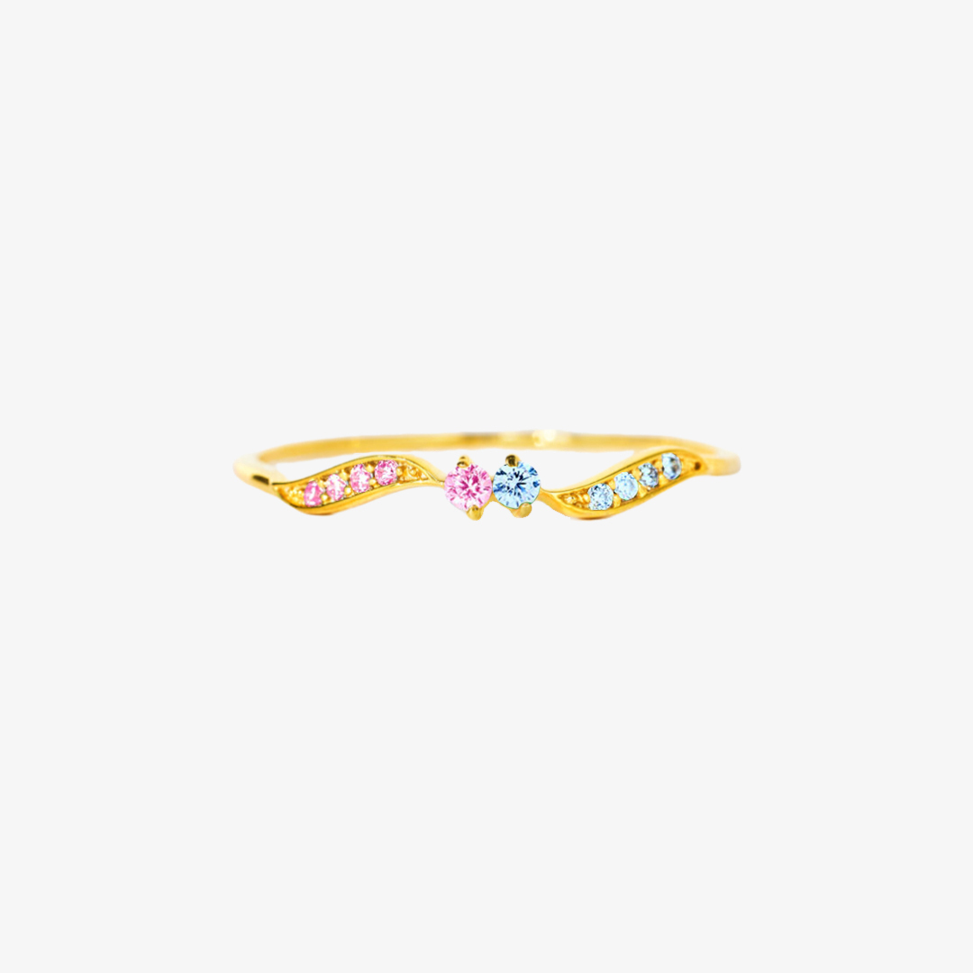 Pregnancy & Infant Loss Awareness Double Stone Wavy Ring