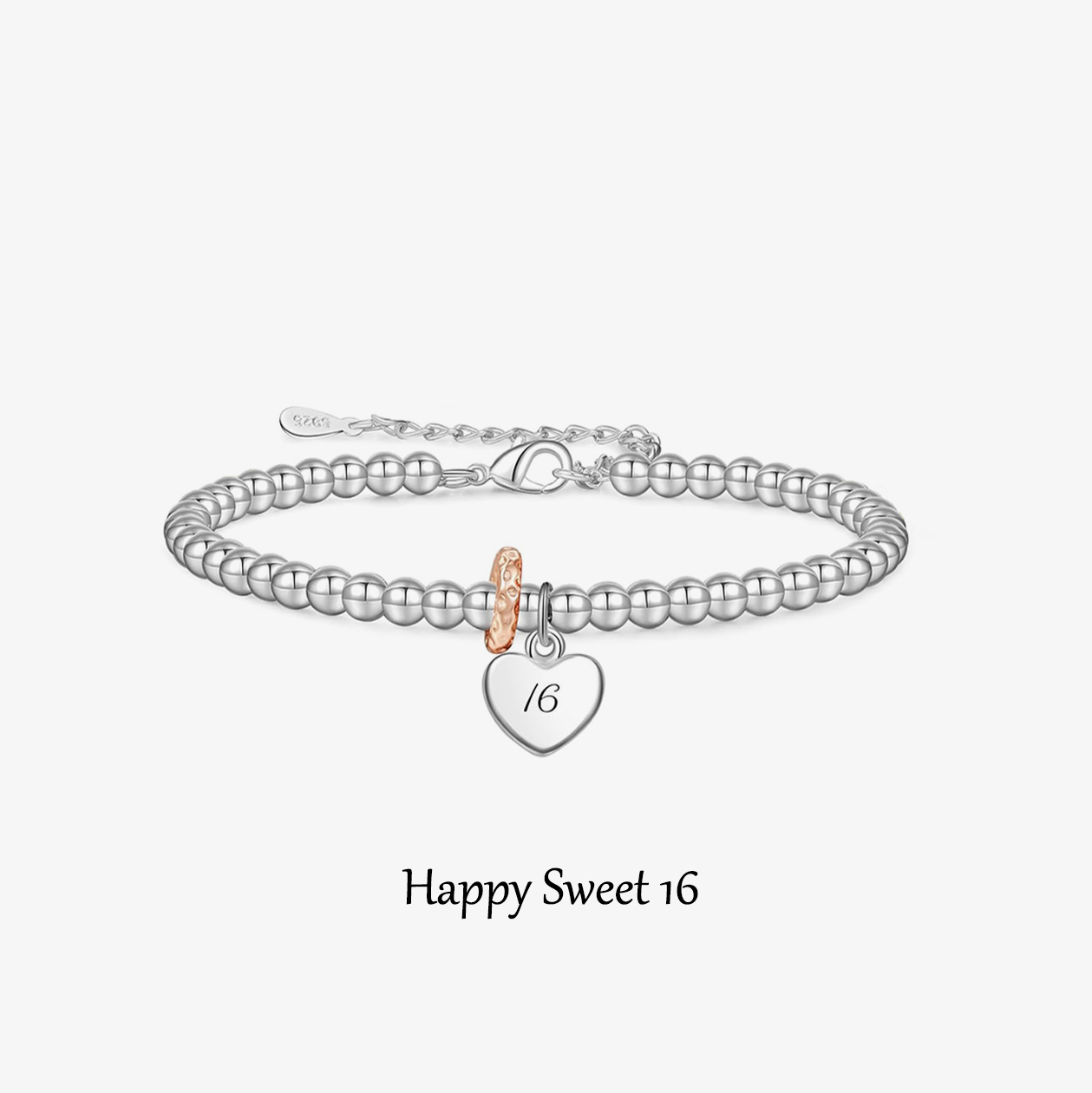 Happy Sweet 16 heart Bead Bracelet
