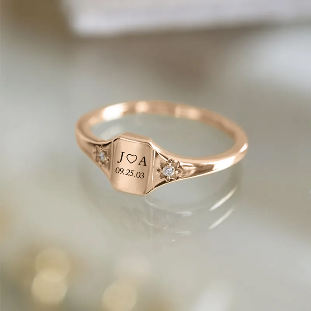 S925 Custom Initial & Special Date Ring