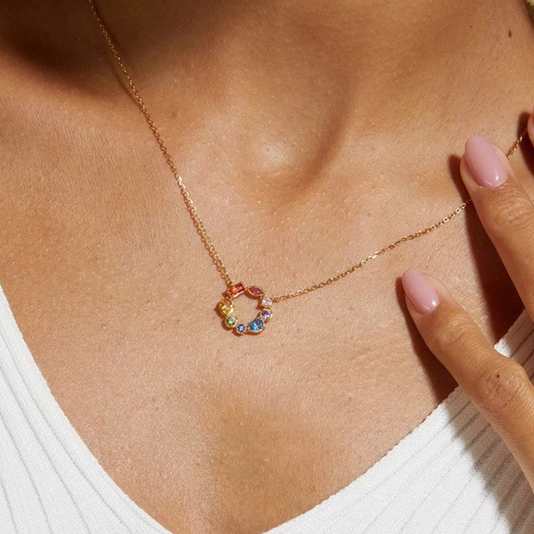 Love is Love- Irregular rainbow circle necklace