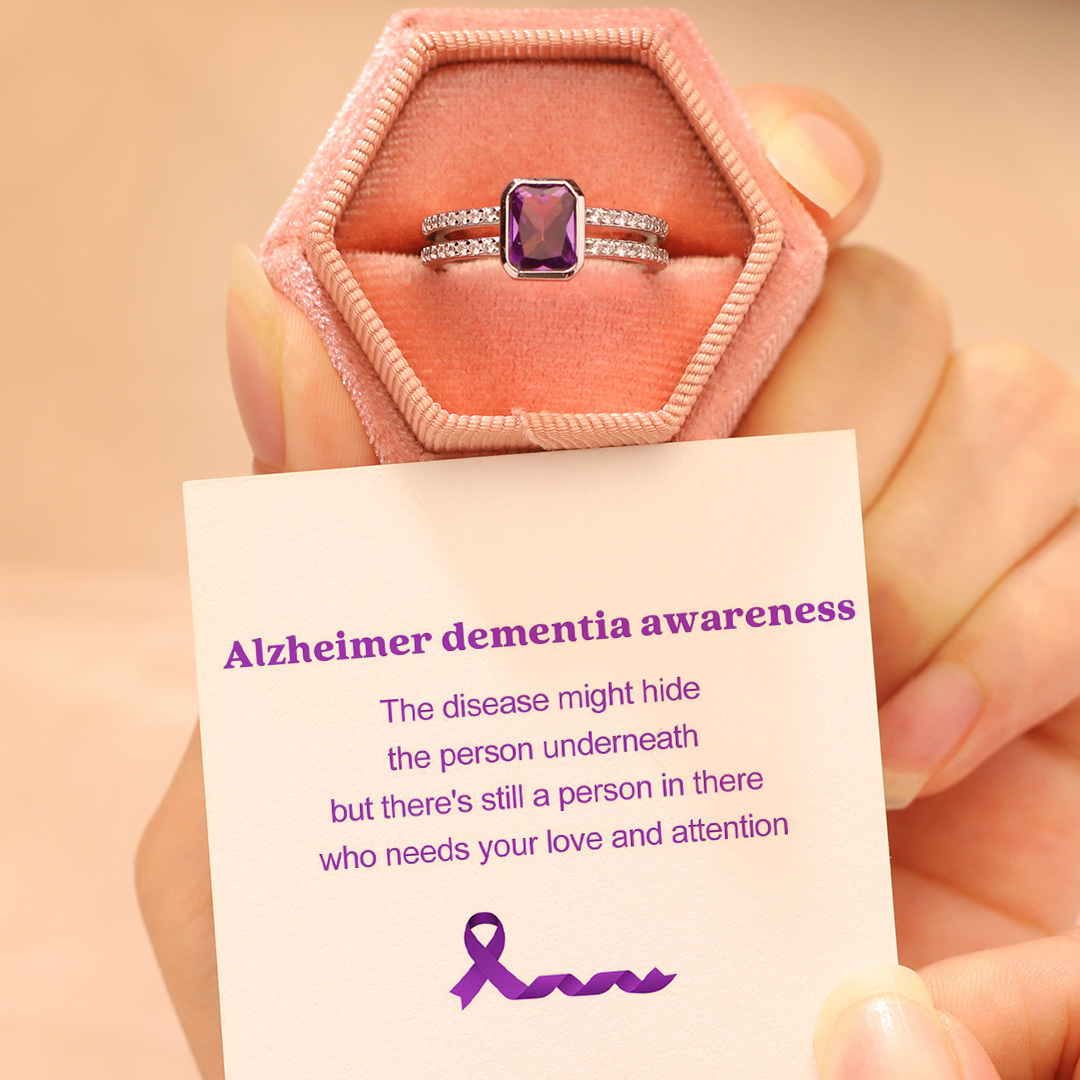 Alzheimer Dementia Awareness Amethyst Ring