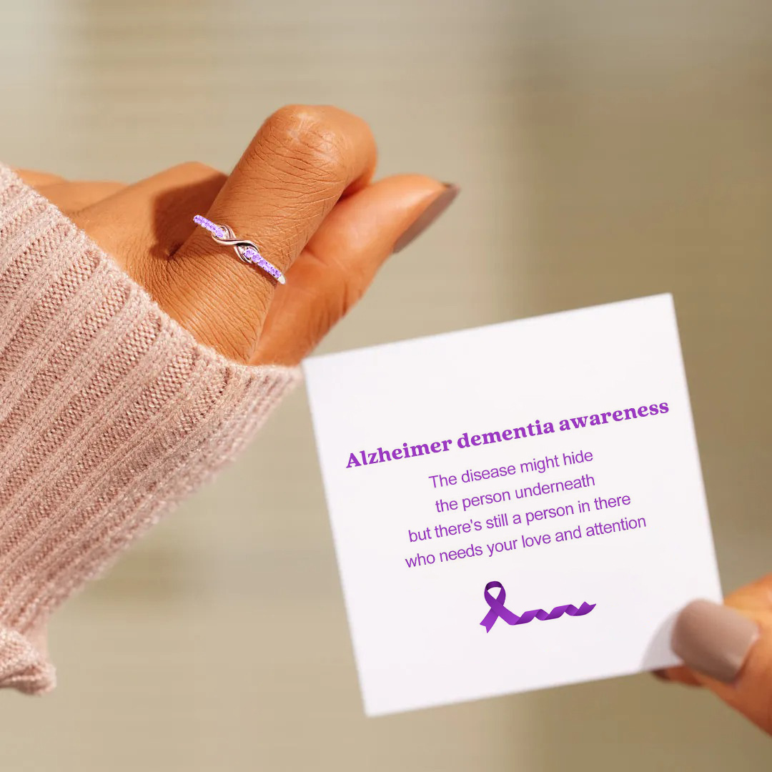Alzheimer dementia awareness Purple Infinity Ring