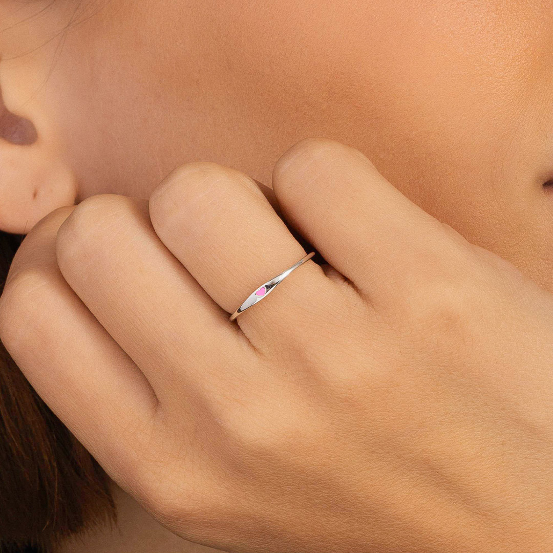 Breast Cancer Awareness I wear pink for myself heart thin ring
