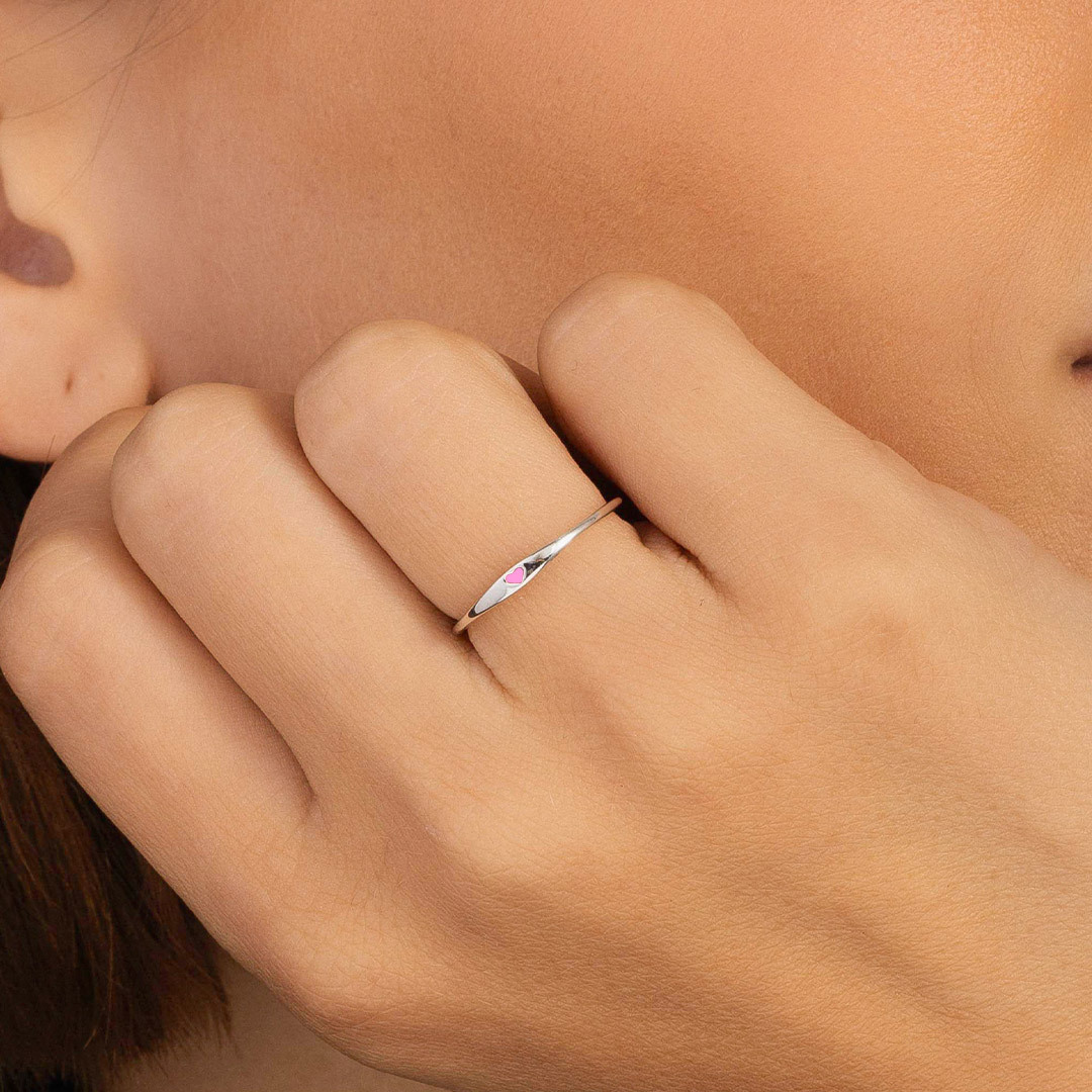 Breast Cancer Awareness I wear pink for myself heart thin ring