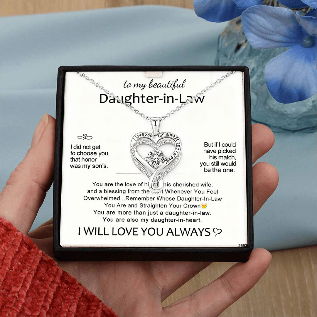 For Daughter - You are also my daughter-in-heart Engraved Heart Necklace