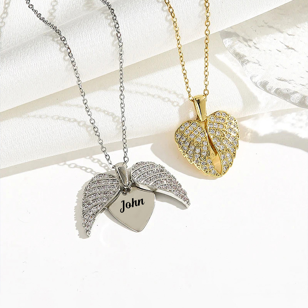 I am a mother to a son with wings-Custom Name Heart Wing Necklace
