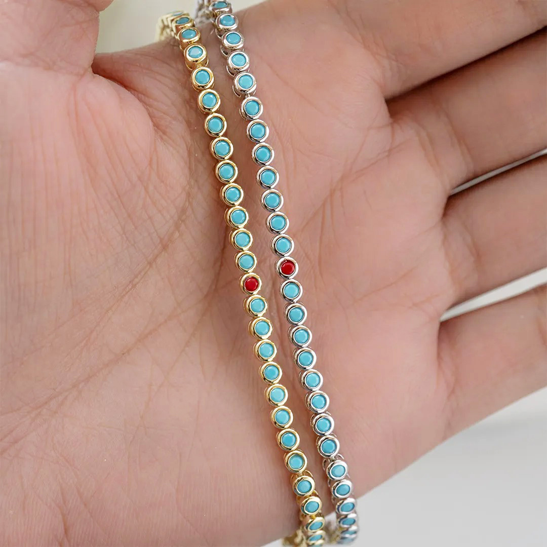 DIABETES AWARENESS Turquoise Tennis Bracelet